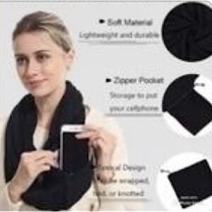New Beyond Yoga Hidden Zipper Pocket Infinity Black Scarf